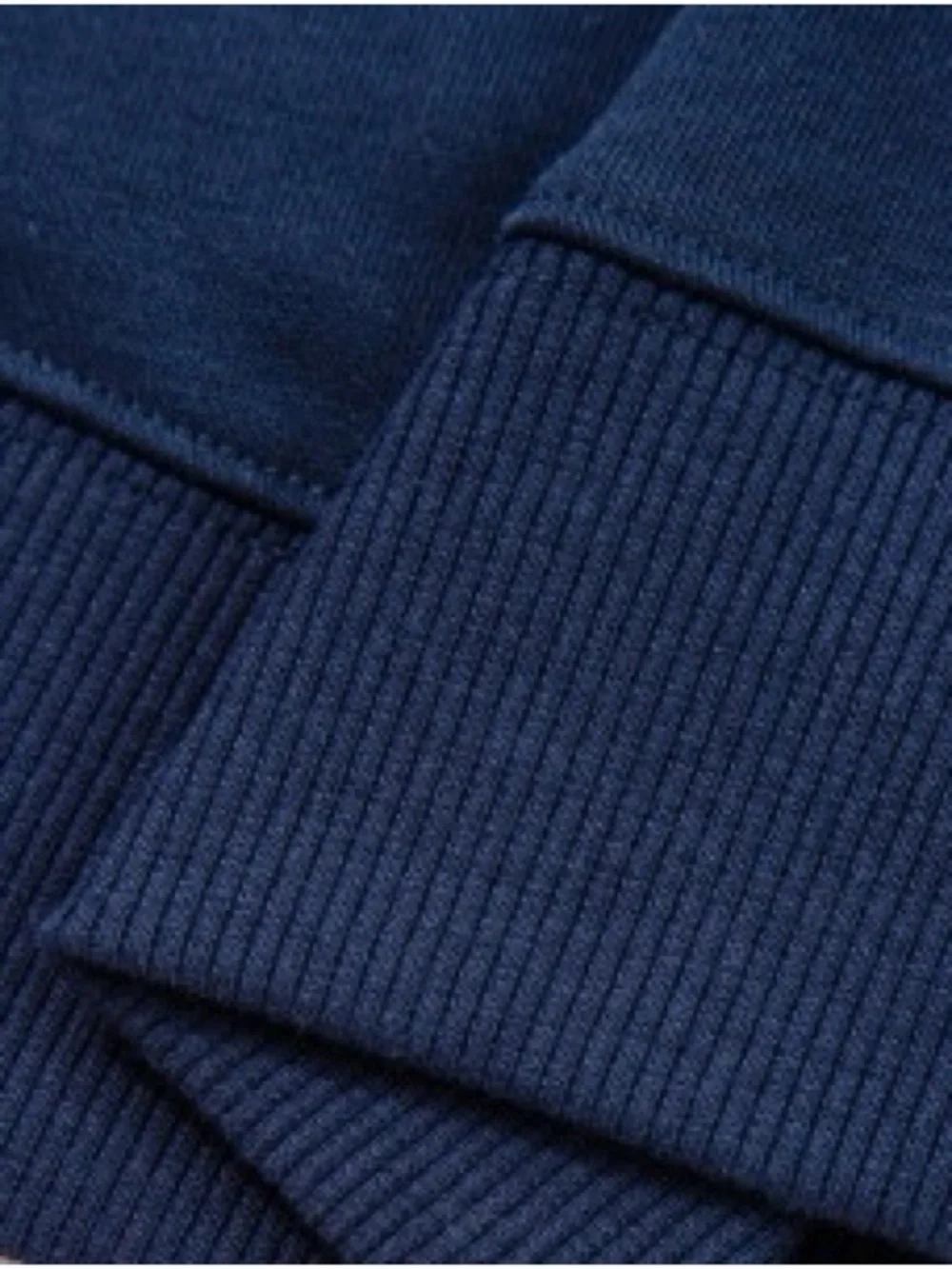 Navy Blue Preppy Striped Sleeve Loose Sweatshirt